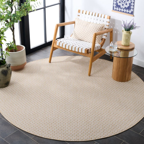 Safavieh Terrace Geometric Lattice Round Polypropylene Rug Indoor Outdoor Neutral Beige Ivory TER804B-7R