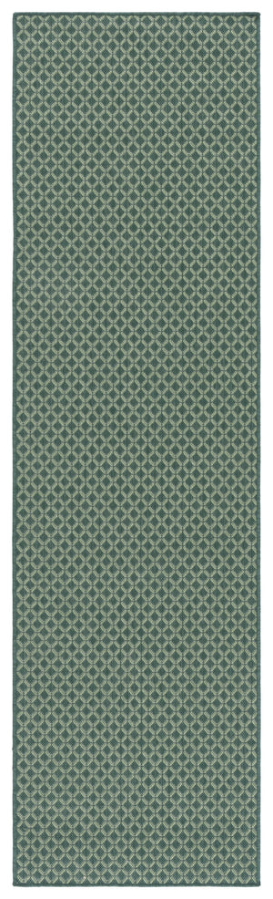 Safavieh Terrace Contemporary Geometric Rug In Dark & Light Green — Power-Loomed Polypropylene, Low-Maintenance Elegance 4'-0" x 6'-0" TER804Y-4