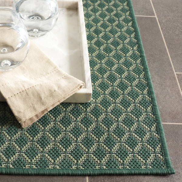 Safavieh Terrace Power Loomed Polypropylene Runner Geometric Green Indoor Outdoor Rug TER804Y-28