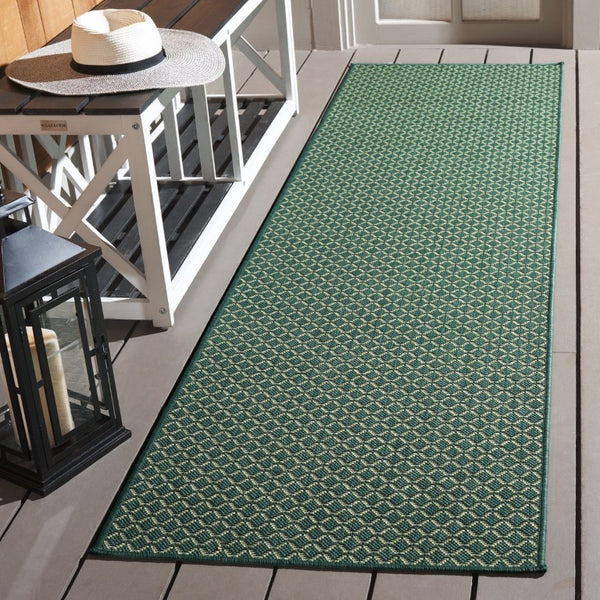 Safavieh Terrace Power Loomed Polypropylene Runner Geometric Green Indoor Outdoor Rug TER804Y-28