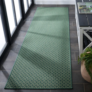 Safavieh Terrace Power Loomed Polypropylene Runner Geometric Green Indoor Outdoor Rug TER804Y-28