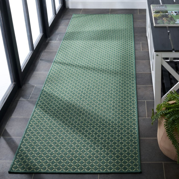 Safavieh Terrace Power Loomed Polypropylene Runner Geometric Green Indoor Outdoor Rug TER804Y-28