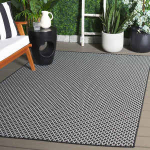 Safavieh Terrace Black And White Geometric Rug — Durable Indoor/Outdoor Polypropylene Low‑Profile Design 5'-3" x 7'-6" TER804Z-5