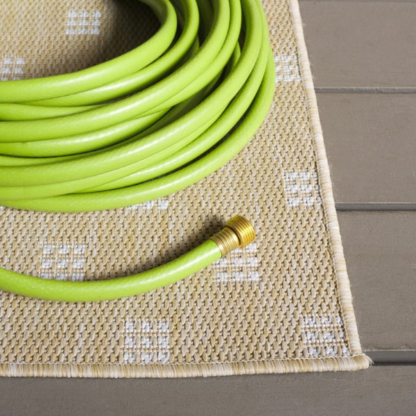 Safavieh Terrace Power Loomed Polypropylene Runner Rug Geometric Grid Indoor Outdoor Beige 2'-3" x 8'-0" TER806B-28