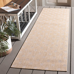 Safavieh Terrace Power Loomed Polypropylene Runner Rug Geometric Grid Indoor Outdoor Beige 2'-3" x 8'-0" TER806B-28