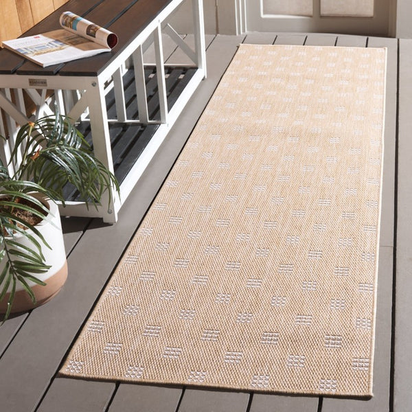 Safavieh Terrace Power Loomed Polypropylene Runner Rug Geometric Grid Indoor Outdoor Beige 2'-3" x 8'-0" TER806B-28