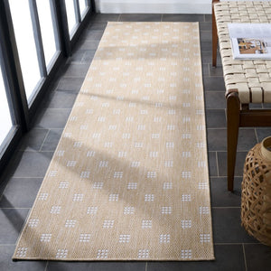 Safavieh Terrace Power Loomed Polypropylene Runner Rug Geometric Grid Indoor Outdoor Beige 2'-3" x 8'-0" TER806B-28