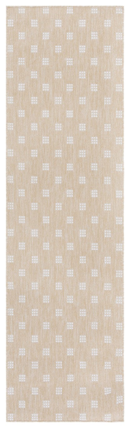 Safavieh Terrace Power Loomed Polypropylene Runner Rug Geometric Grid Indoor Outdoor Beige 2'-3" x 8'-0" TER806B-28