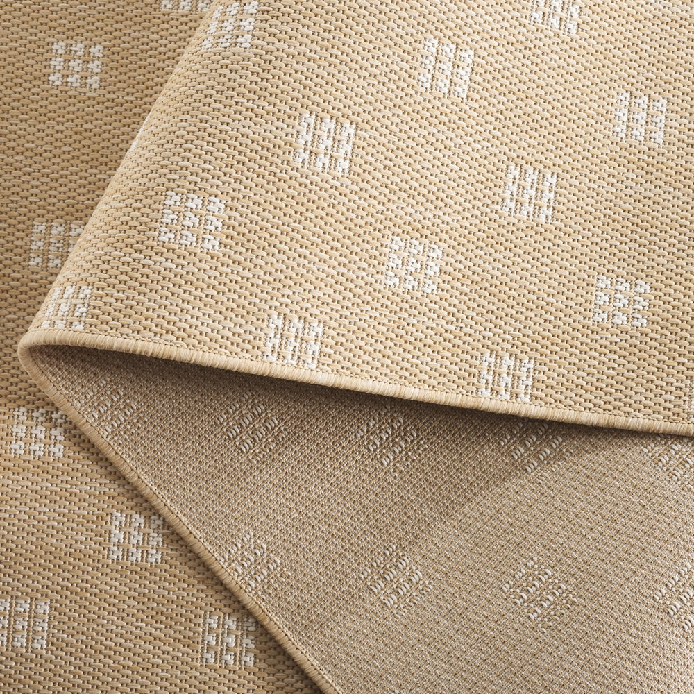 Safavieh Terrace Power-Loomed Turkish Beige Ivory Rug — Durable Indoor/Outdoor Low-Profile Dotted Grid Accent 9'-0" x 12'-0" TER806B-9
