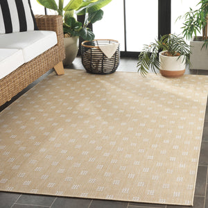 Safavieh Terrace Power-Loomed Turkish Beige Ivory Rug — Durable Indoor/Outdoor Low-Profile Dotted Grid Accent 9'-0" x 12'-0" TER806B-9