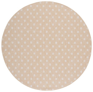 Safavieh Terrace Power Loomed Polypropylene Runner Rug Geometric Grid Indoor Outdoor Beige 6'-7" x 6'-7" Round TER806B-7R