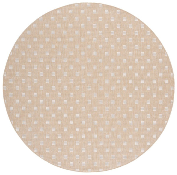 Safavieh Terrace Power Loomed Polypropylene Runner Rug Geometric Grid Indoor Outdoor Beige 6'-7" x 6'-7" Round TER806B-7R