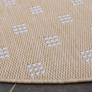 Safavieh Terrace Power Loomed Polypropylene Runner Rug Geometric Grid Indoor Outdoor Beige 6'-7" x 6'-7" Round TER806B-7R