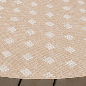 Safavieh Terrace Power Loomed Polypropylene Runner Rug Geometric Grid Indoor Outdoor Beige 6'-7" x 6'-7" Round TER806B-7R