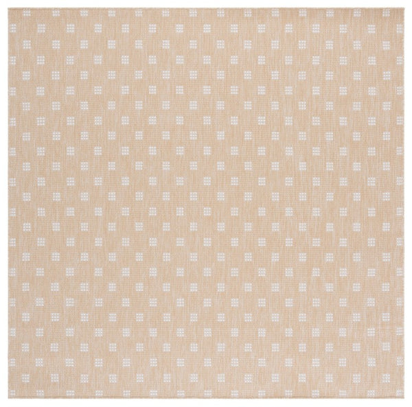 Safavieh Terrace Power Loomed Polypropylene Runner Rug Geometric Grid Indoor Outdoor Beige 6'-7" x 6'-7" Square TER806B-7SQ