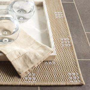 Safavieh Terrace Power Loomed Polypropylene Runner Rug Geometric Grid Indoor Outdoor Beige 6'-7" x 6'-7" Square TER806B-7SQ