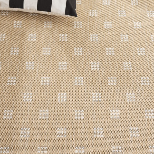 Safavieh Terrace Power Loomed Polypropylene Runner Rug Geometric Grid Indoor Outdoor Beige 6'-7" x 6'-7" Square TER806B-7SQ