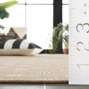 Safavieh Terrace Power Loomed Polypropylene Runner Rug Geometric Grid Indoor Outdoor Beige 6'-7" x 6'-7" Square TER806B-7SQ