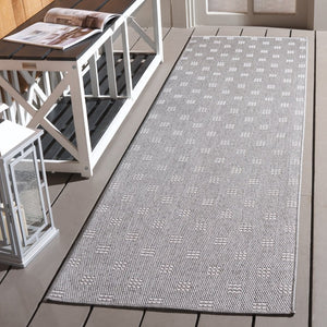 Safavieh Terrace Power Loomed Polypropylene Runner Rug Geometric Grid Indoor Outdoor Gray 2'-3" x 8'-0" TER806F-28
