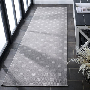 Safavieh Terrace Power Loomed Polypropylene Runner Rug Geometric Grid Indoor Outdoor Gray 2'-3" x 8'-0" TER806F-28