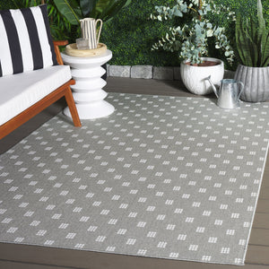 Safavieh Terrace Low-Profile Grey And Ivory Geometric Indoor/Outdoor Rug — Durable Polypropylene, Fade-Resistant 5'-3" x 7'-6" TER806F-5