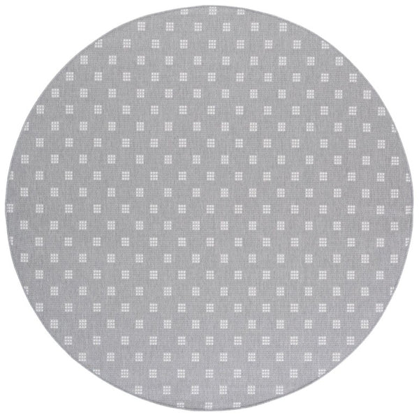 Safavieh Terrace Power Loomed Polypropylene Runner Rug Geometric Grid Indoor Outdoor Gray 6'-7" x 6'-7" Round TER806F-7R