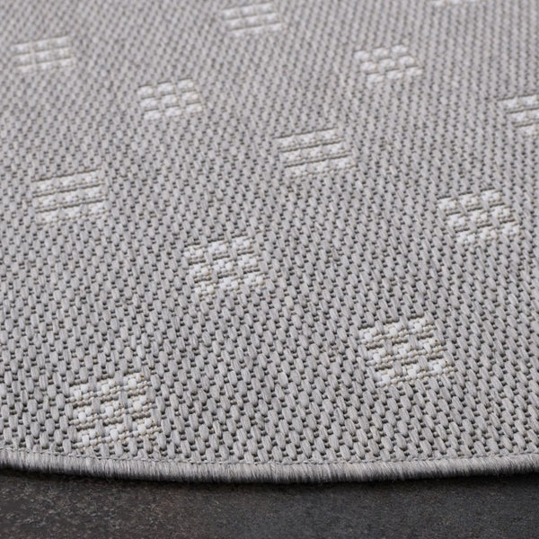 Safavieh Terrace Power Loomed Polypropylene Runner Rug Geometric Grid Indoor Outdoor Gray 6'-7" x 6'-7" Round TER806F-7R