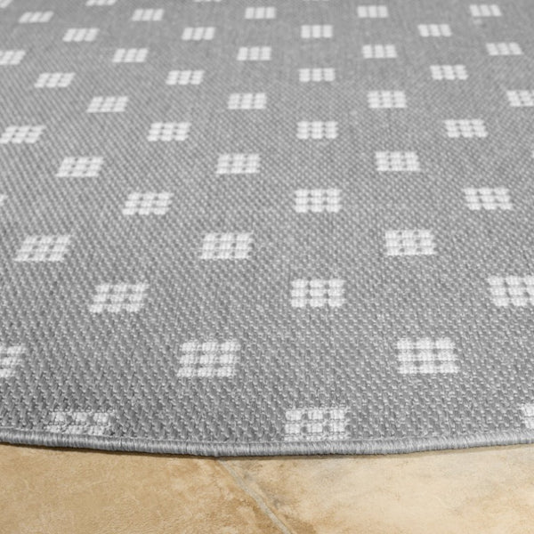 Safavieh Terrace Power Loomed Polypropylene Runner Rug Geometric Grid Indoor Outdoor Gray 6'-7" x 6'-7" Round TER806F-7R