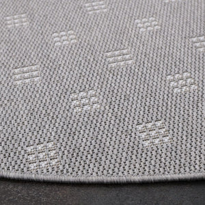 Safavieh Terrace Power Loomed Polypropylene Runner Rug Geometric Grid Indoor Outdoor Gray 6'-7" x 6'-7" Round TER806F-7R