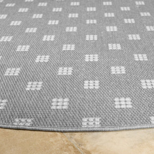 Safavieh Terrace Power Loomed Polypropylene Runner Rug Geometric Grid Indoor Outdoor Gray 6'-7" x 6'-7" Round TER806F-7R