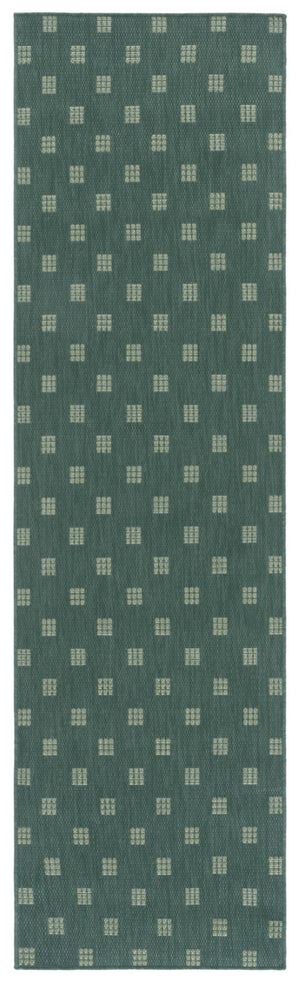 Safavieh Terrace Power Loomed Polypropylene Runner Rug Geometric Grid Indoor Outdoor Green 2'-3" x 8'-0" TER806Y-28