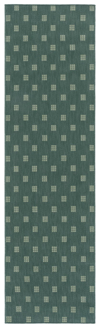 Safavieh Terrace Power Loomed Polypropylene Runner Rug Geometric Grid Indoor Outdoor Green 2'-3" x 8'-0" TER806Y-28