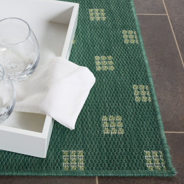 Safavieh Terrace Power Loomed Polypropylene Runner Rug Geometric Grid Indoor Outdoor Green 2'-3" x 8'-0" TER806Y-28