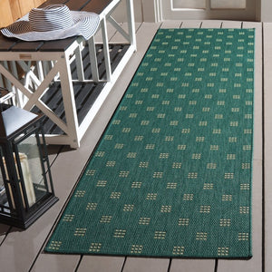 Safavieh Terrace Power Loomed Polypropylene Runner Rug Geometric Grid Indoor Outdoor Green 2'-3" x 8'-0" TER806Y-28