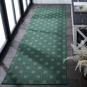 Safavieh Terrace Power Loomed Polypropylene Runner Rug Geometric Grid Indoor Outdoor Green 2'-3" x 8'-0" TER806Y-28