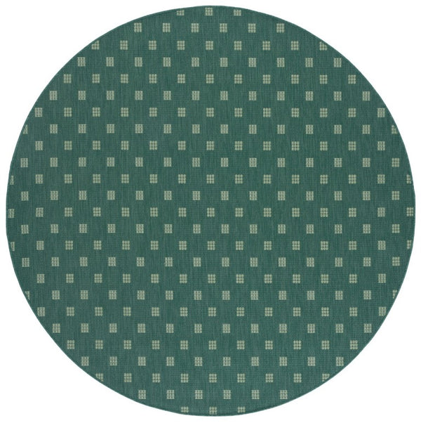 Safavieh Terrace Power Loomed Polypropylene Runner Rug Geometric Grid Indoor Outdoor Green 6'-7" x 6'-7" Round TER806Y-7R