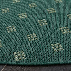 Safavieh Terrace Power Loomed Polypropylene Runner Rug Geometric Grid Indoor Outdoor Green 6'-7" x 6'-7" Round TER806Y-7R