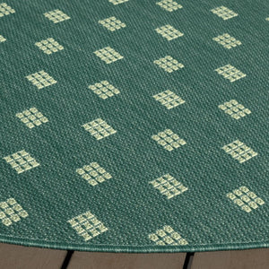 Safavieh Terrace Power Loomed Polypropylene Runner Rug Geometric Grid Indoor Outdoor Green 6'-7" x 6'-7" Round TER806Y-7R