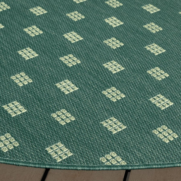 Safavieh Terrace Power Loomed Polypropylene Runner Rug Geometric Grid Indoor Outdoor Green 6'-7" x 6'-7" Round TER806Y-7R