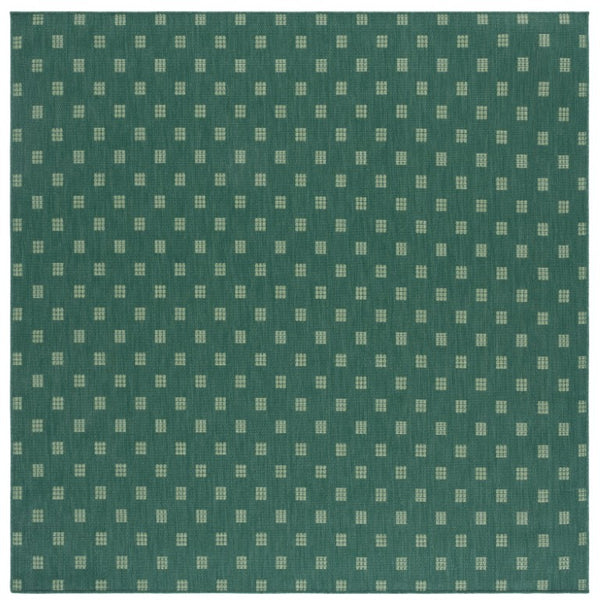 Safavieh Terrace Power Loomed Polypropylene Runner Rug Geometric Grid Indoor Outdoor Green 6'-7" x 6'-7" Square TER806Y-7SQ