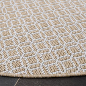 Safavieh Terrace Round Geometric Area Rug Power Loomed Polypropylene Indoor Outdoor Neutral TER808B-7R