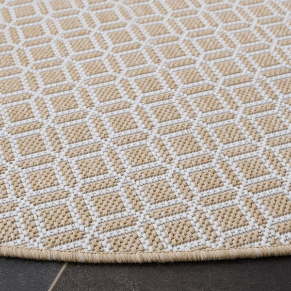 Safavieh Terrace Round Geometric Area Rug Power Loomed Polypropylene Indoor Outdoor Neutral TER808B-7R