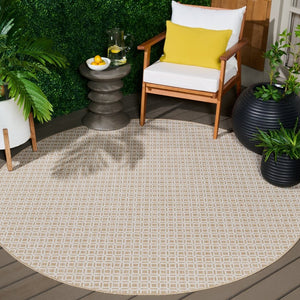 Safavieh Terrace Round Geometric Area Rug Power Loomed Polypropylene Indoor Outdoor Neutral TER808B-7R