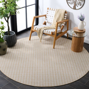 Safavieh Terrace Round Geometric Area Rug Power Loomed Polypropylene Indoor Outdoor Neutral TER808B-7R