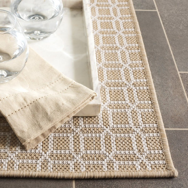 Safavieh Terrace Lattice Polypropylene Area Rug Power Loomed Neutral Geometric for Indoor Outdoor Use TER808B-7SQ