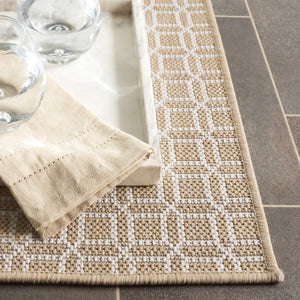 Safavieh Terrace Lattice Polypropylene Area Rug Power Loomed Neutral Geometric for Indoor Outdoor Use TER808B-7SQ