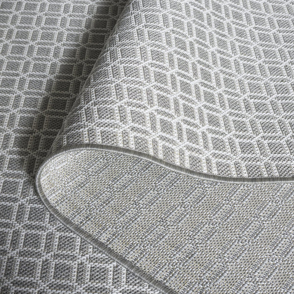 Safavieh Terrace Modern Ivory Grey Geometric Rug — Low-Profile Durable Polypropylene, Indoor/Outdoor Style 4'-0" x 6'-0" TER808F-4