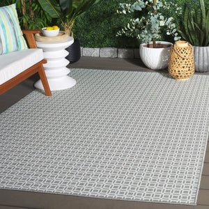 Safavieh Terrace Ivory Grey Geometric Area Rug — Low-Profile Power-Loomed Polypropylene, Durable Outdoor-Ready 5'-3" x 7'-6" TER808F-5