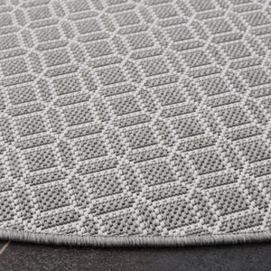 Safavieh Terrace Round Polypropylene Area Rug Geometric Ivory Grey Indoor Outdoor Neutral TER808F-7R