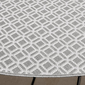 Safavieh Terrace Round Polypropylene Area Rug Geometric Ivory Grey Indoor Outdoor Neutral TER808F-7R
